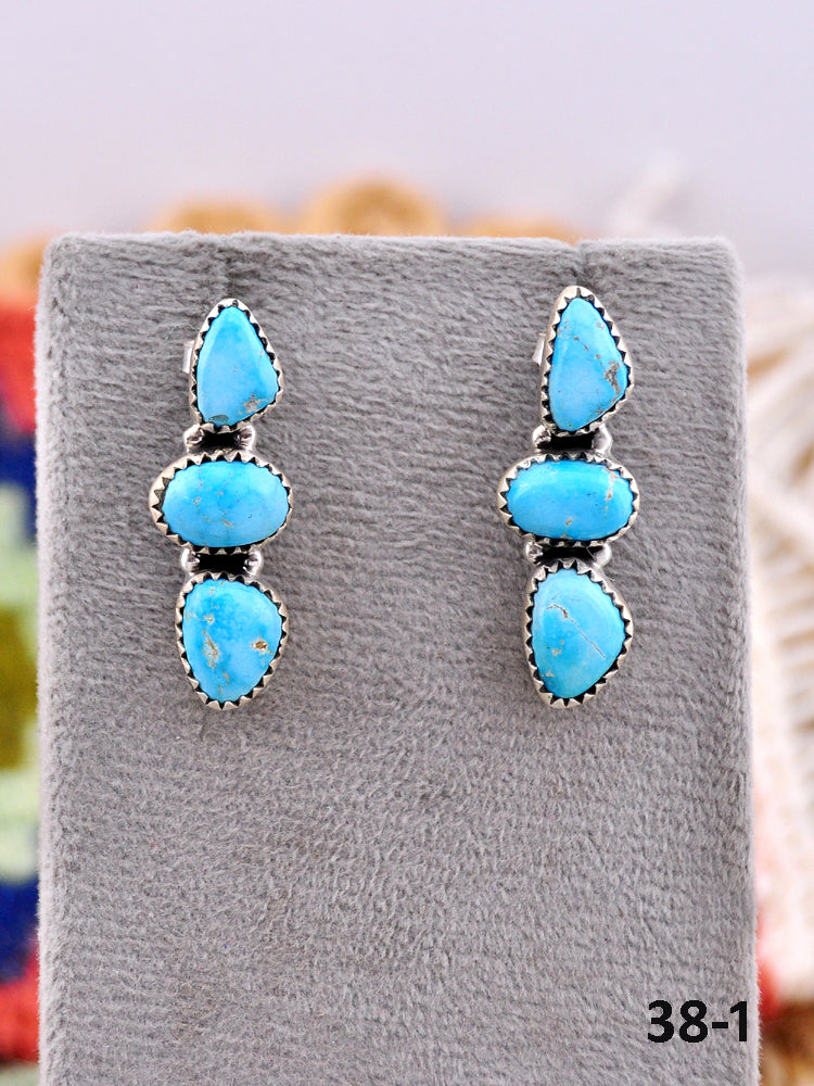 Southwest Made Blue Bird & Sterling Silver Post Earrings