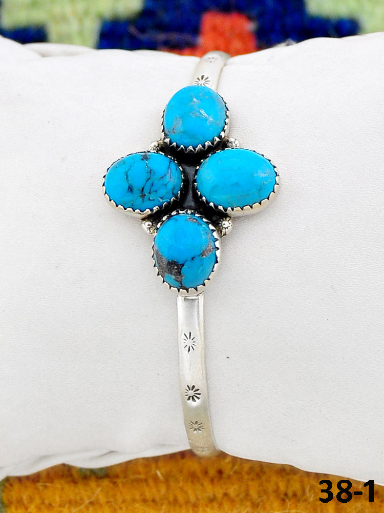 Southwest Made Blue Kingman Turquoise & Sterling Silver Cuff Bracelet