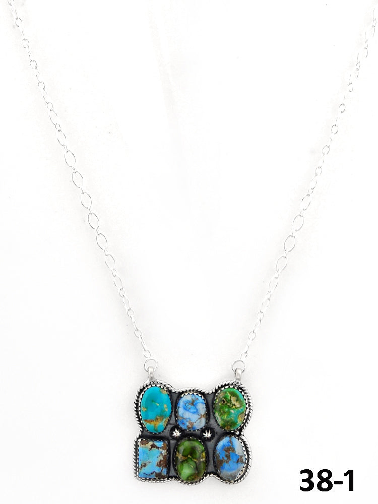 Southwest Made Sonoran Mountain with Golden Hill’s Turquoise & Sterling Silver Necklace
