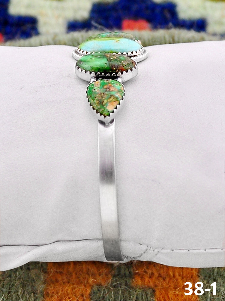 Southwest Handmade Sonoran Mountain Turquoise & Sterling Silver Cuff Bracelet