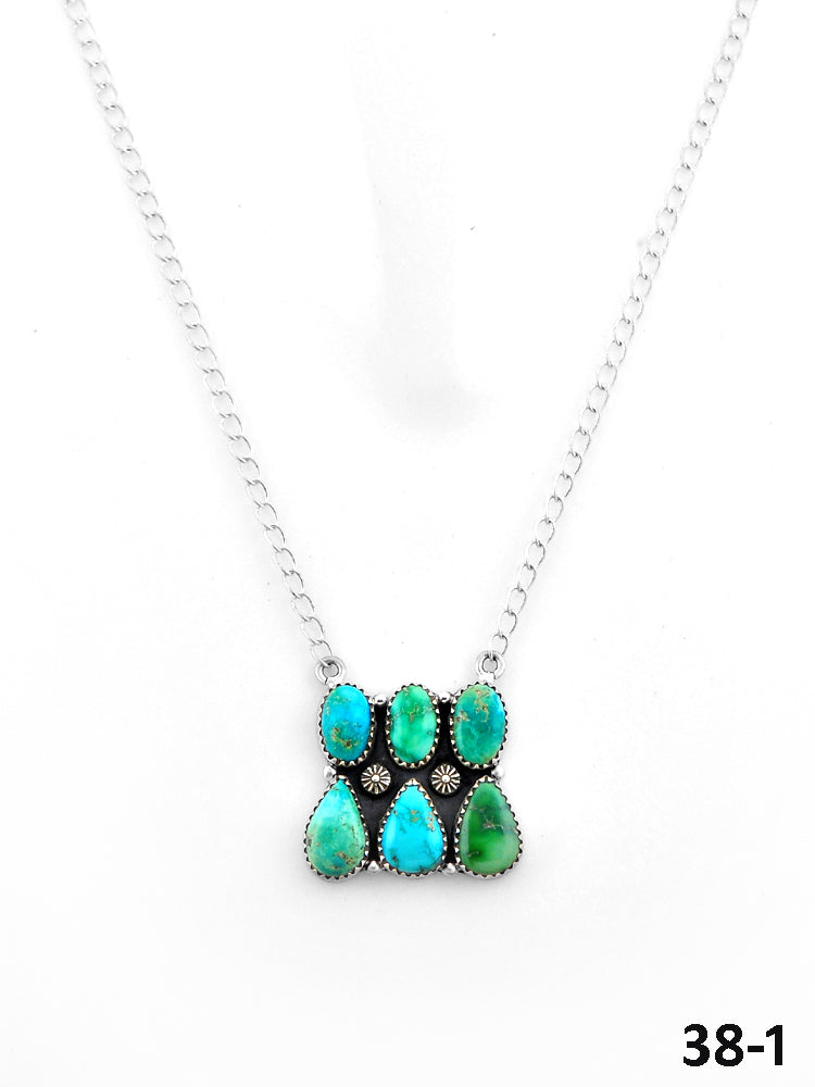 Southwest Made Emerald Valley Turquoise & Sterling Silver Necklace
