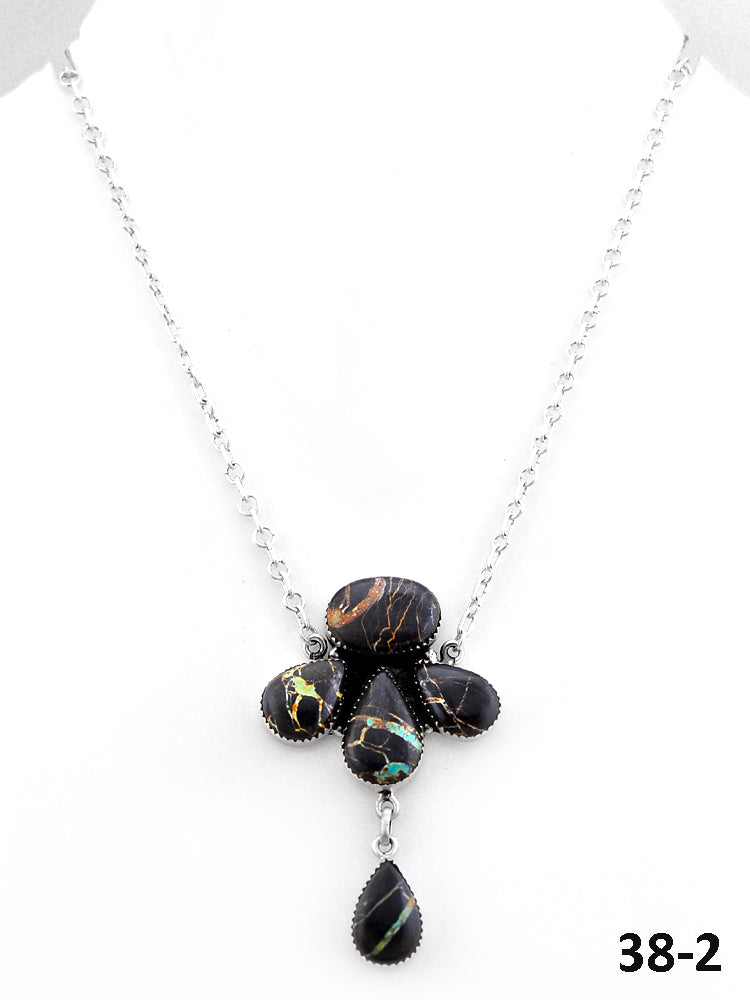 Southwest Handmade Black Jack & Sterling Silver Necklace