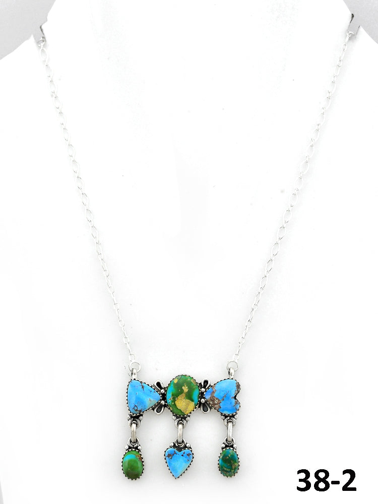 Southwest Made Sonoran Mountain with Golden Hill’s Turquoise & Sterling Silver Necklace