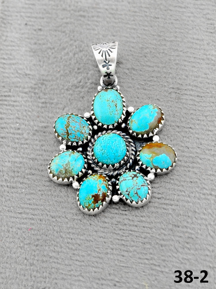 Southwest Handmade #8 Turquoise & Sterling Silver Pendants