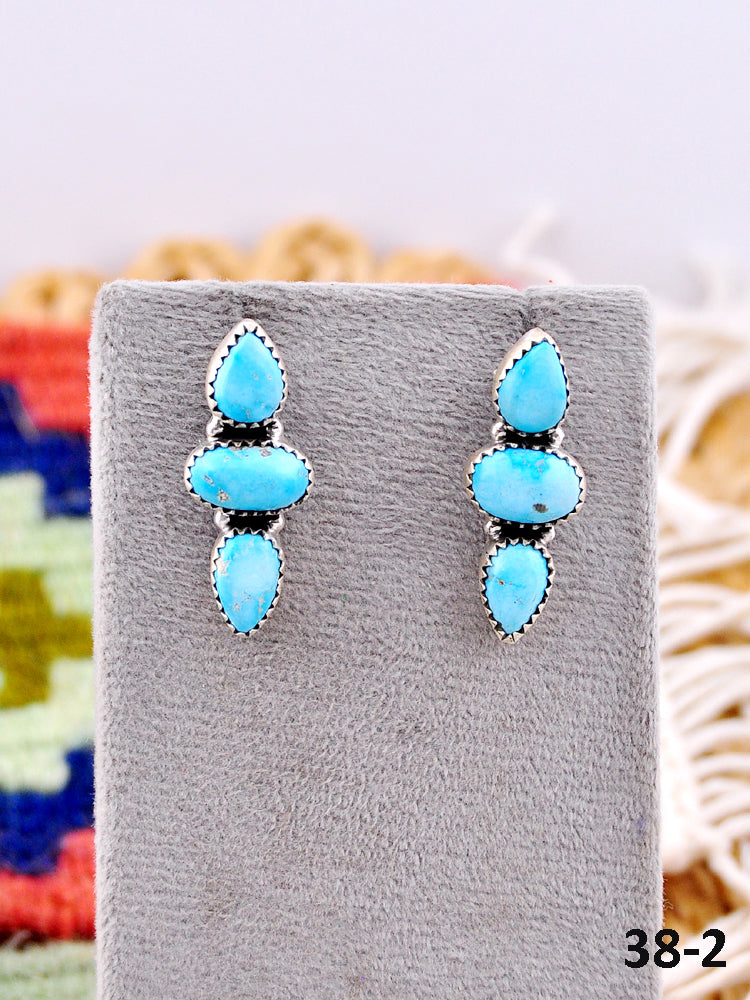 Southwest Made Blue Bird & Sterling Silver Post Earrings