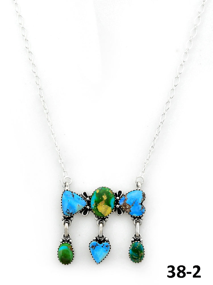 Southwest Made Sonoran Mountain with Golden Hill’s Turquoise & Sterling Silver Necklace