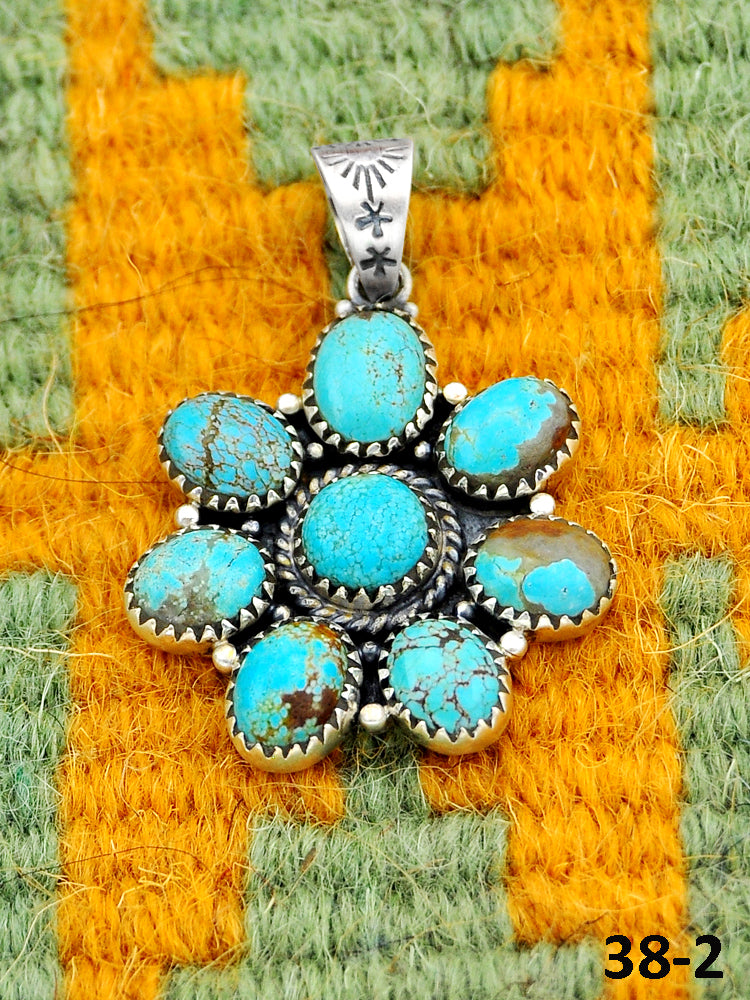 Southwest Handmade #8 Turquoise & Sterling Silver Pendants