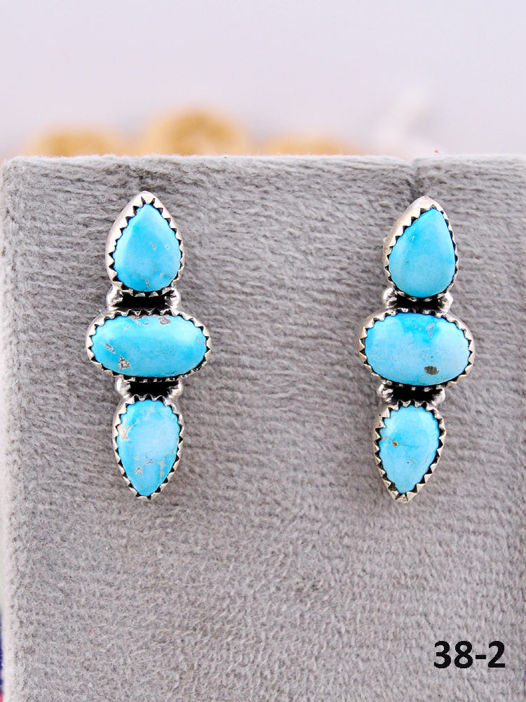 Southwest Made Blue Bird & Sterling Silver Post Earrings