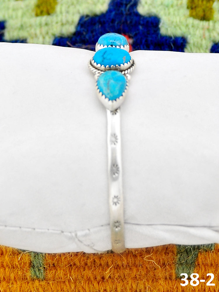 Southwest Made Blue Kingman Turquoise & Sterling Silver Cuff Bracelet
