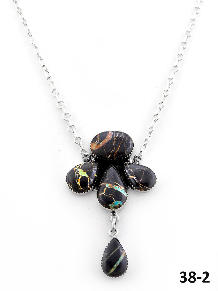 Southwest Handmade Black Jack & Sterling Silver Necklace