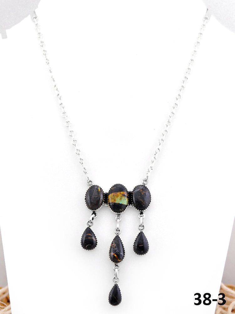 Southwest Handmade Black Jack & Sterling Silver Necklace