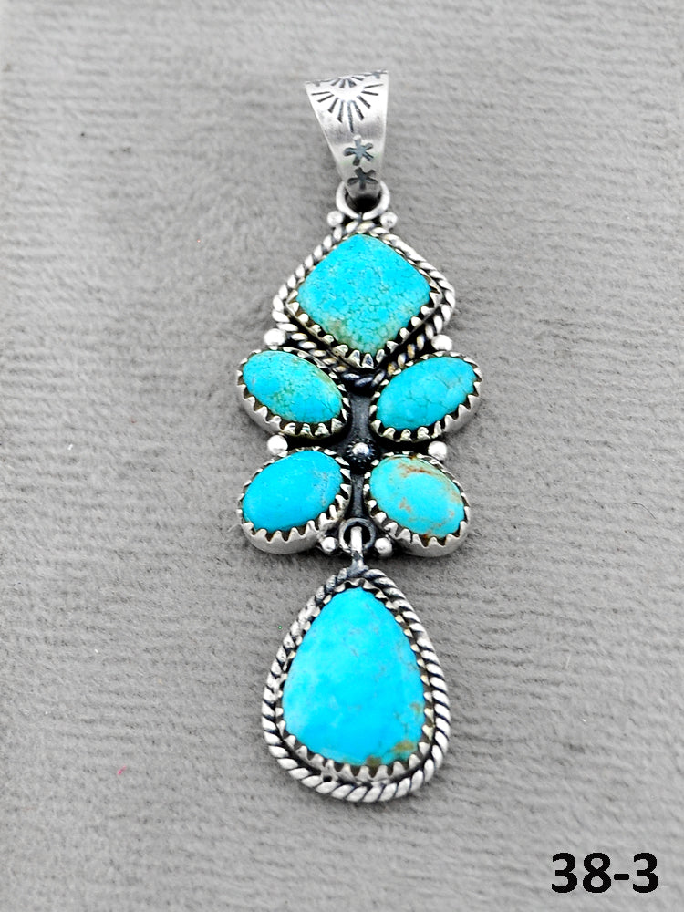 Southwest Handmade #8 Turquoise & Sterling Silver Pendants
