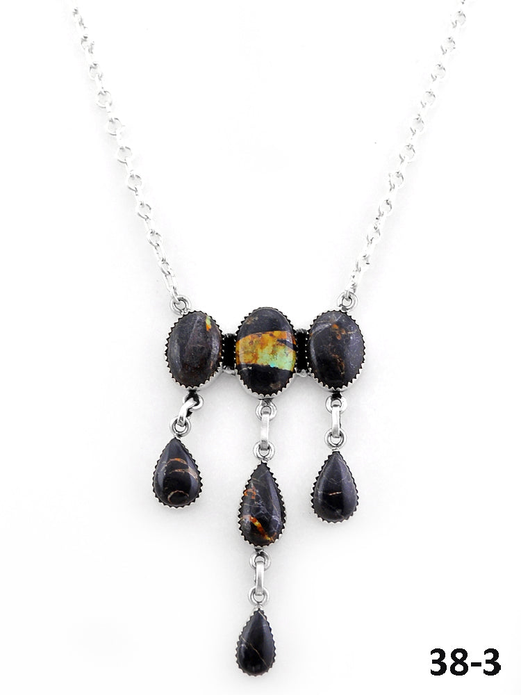 Southwest Handmade Black Jack & Sterling Silver Necklace