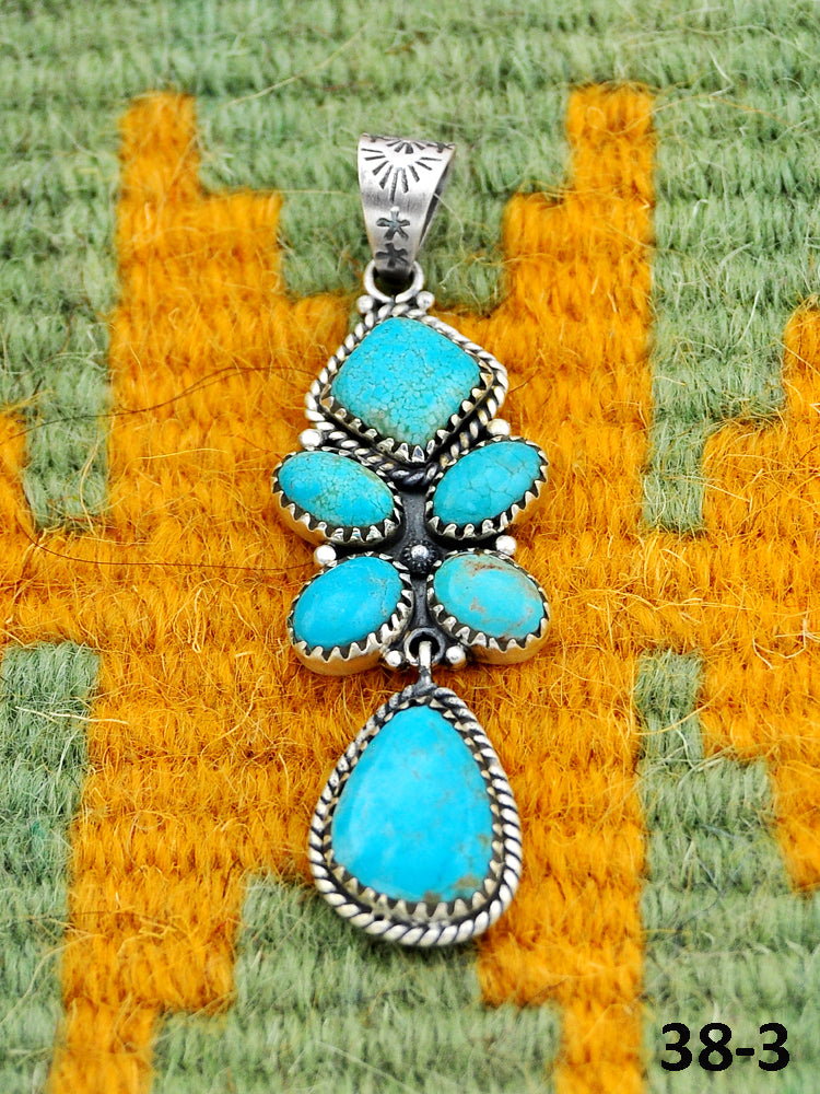 Southwest Handmade #8 Turquoise & Sterling Silver Pendants