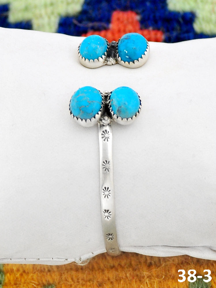 Southwest Made Blue Kingman Turquoise & Sterling Silver Cuff Bracelet