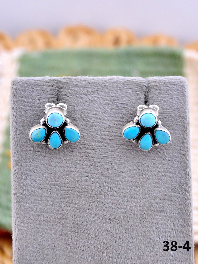 Southwest Made Kingman Turquoise & Sterling Silver Post Earrings