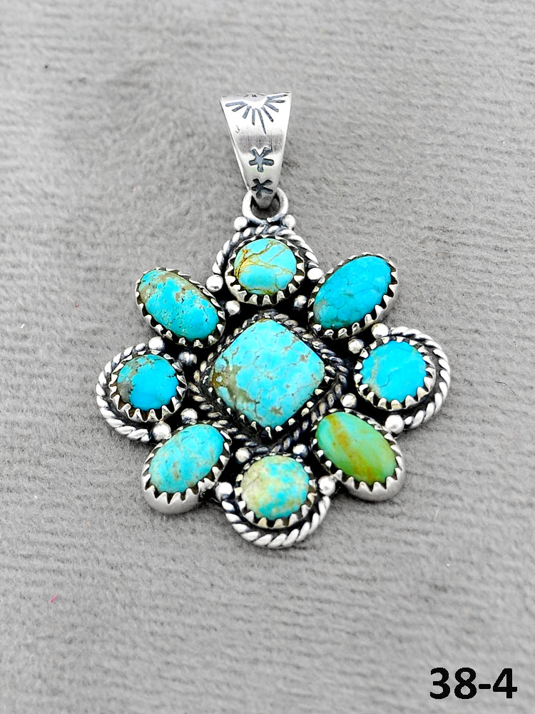 Southwest Handmade #8 Turquoise & Sterling Silver Pendants