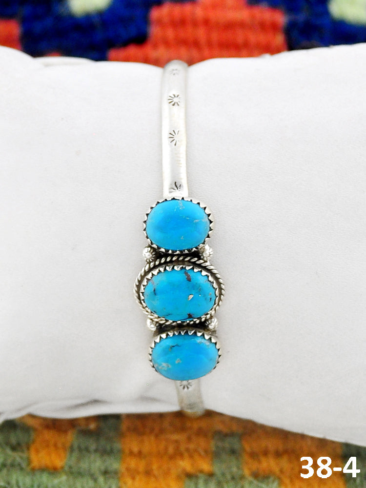 Southwest Made Blue Kingman Turquoise & Sterling Silver Cuff Bracelet