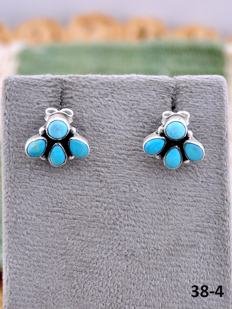 Southwest Made Kingman Turquoise & Sterling Silver Post Earrings