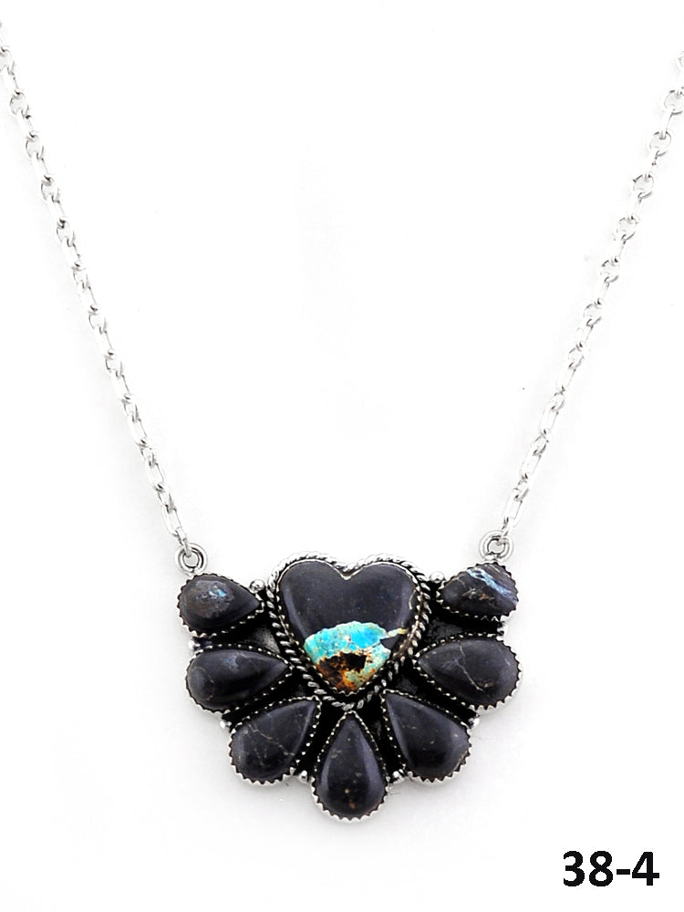 Southwest Handmade Black Jack & Sterling Silver Necklace