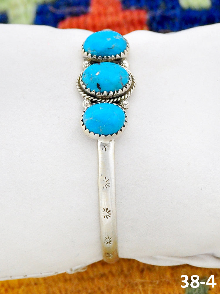 Southwest Made Blue Kingman Turquoise & Sterling Silver Cuff Bracelet