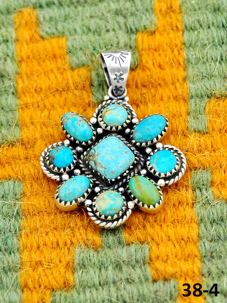 Southwest Handmade #8 Turquoise & Sterling Silver Pendants