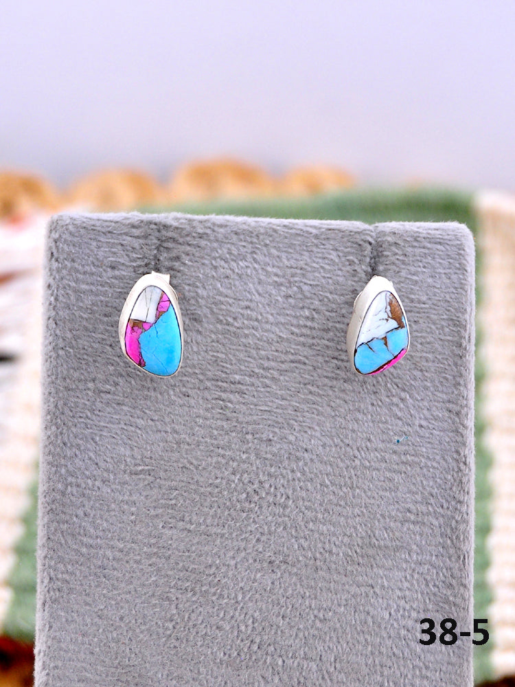 Southwest Made Cotton Candy & Sterling Silver Post Earrings