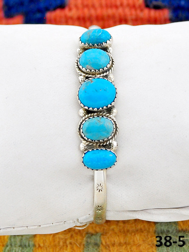 Southwest Made Blue Kingman Turquoise & Sterling Silver Cuff Bracelet