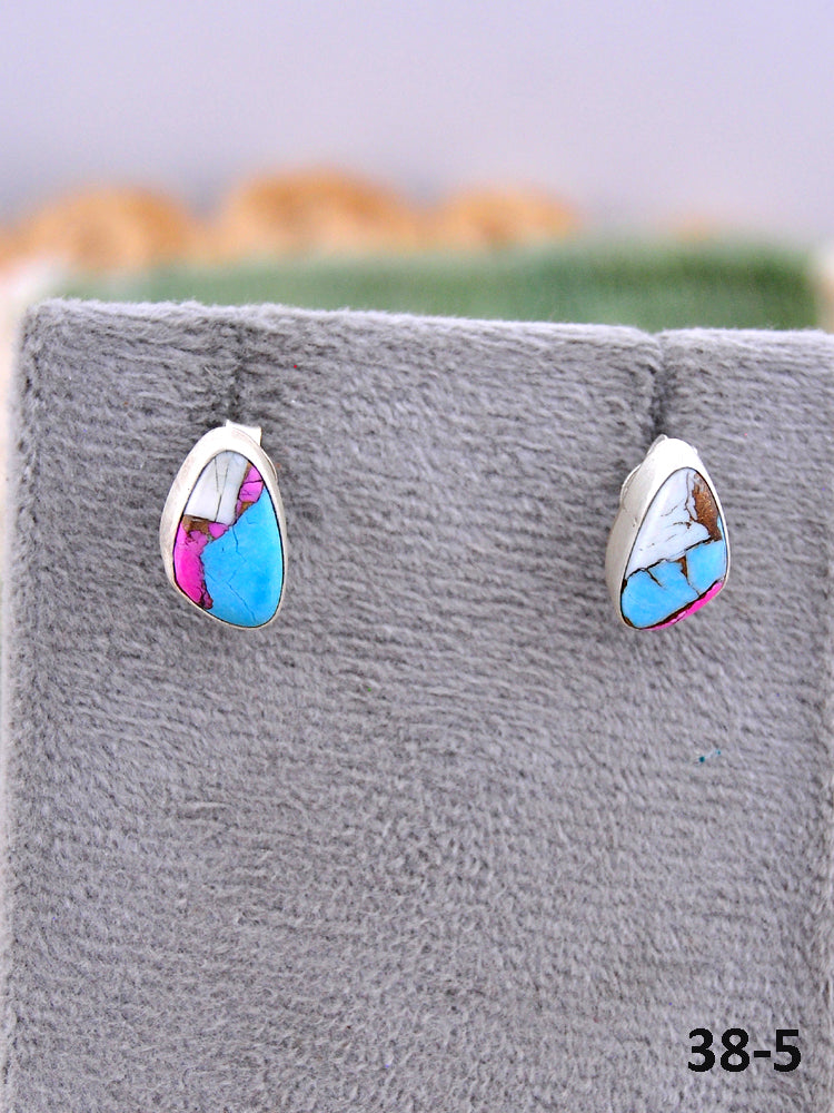Southwest Made Cotton Candy & Sterling Silver Post Earrings