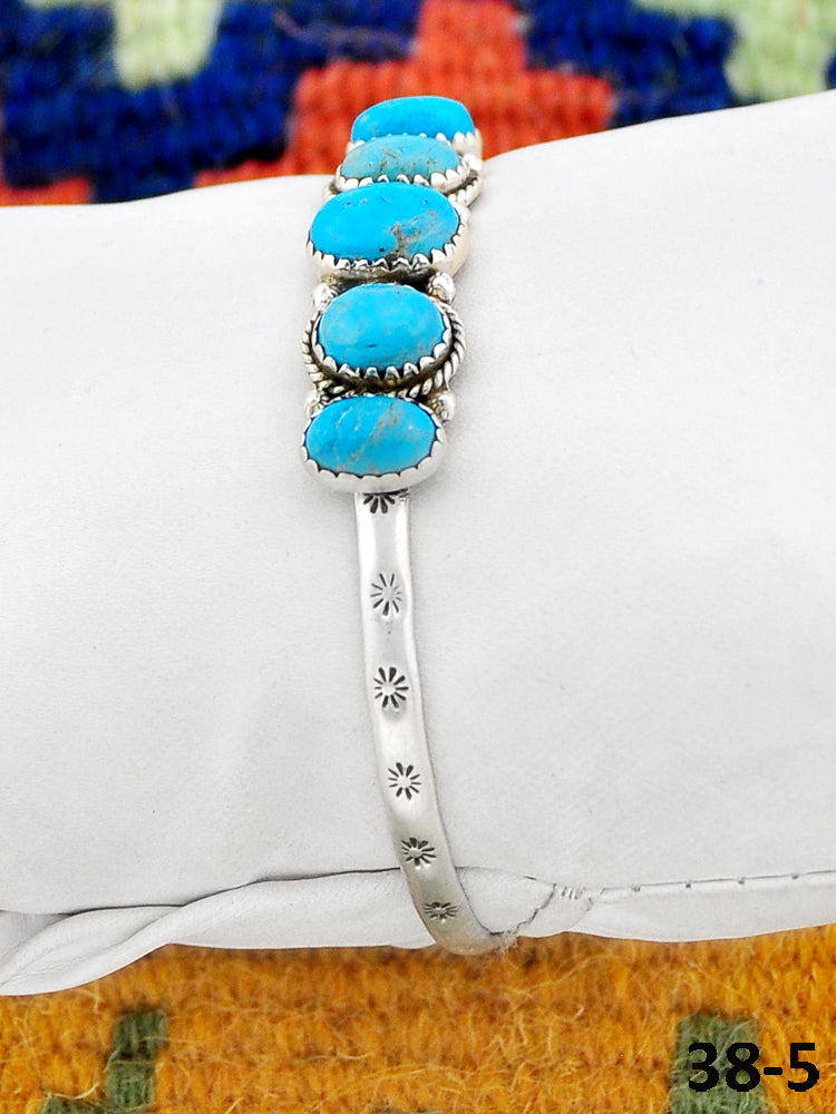 Southwest Made Blue Kingman Turquoise & Sterling Silver Cuff Bracelet