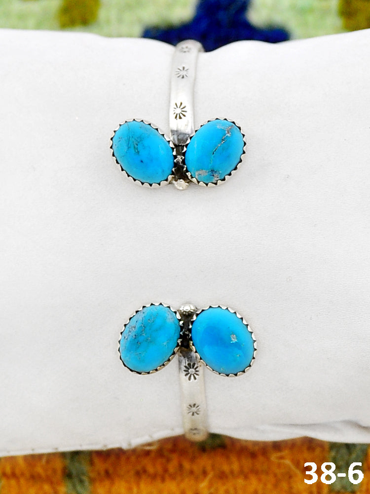 Southwest Made Blue Kingman Turquoise & Sterling Silver Cuff Bracelet