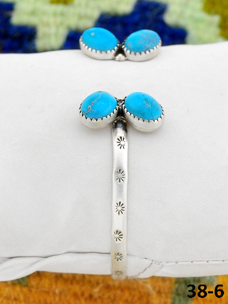 Southwest Made Blue Kingman Turquoise & Sterling Silver Cuff Bracelet