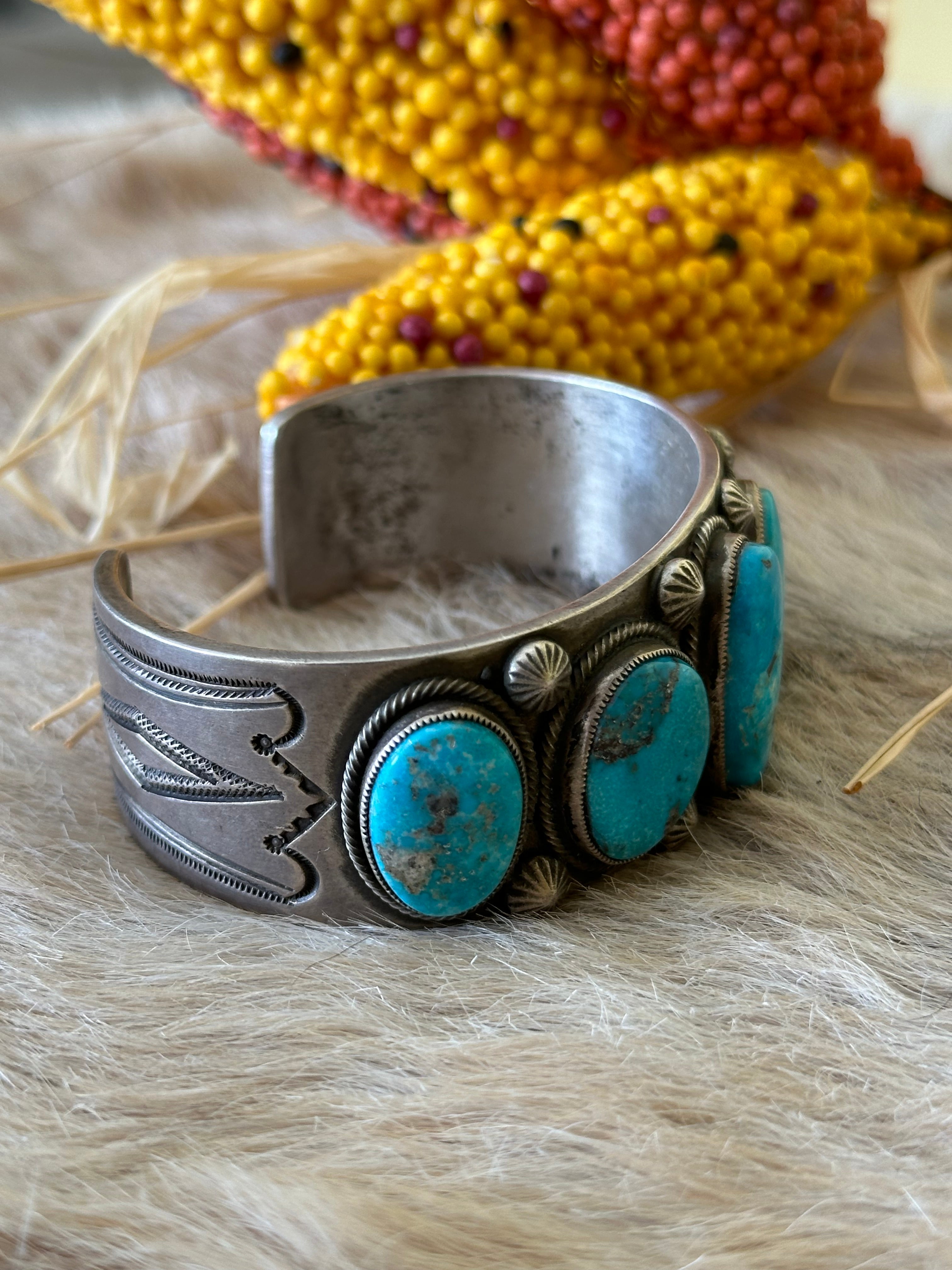 Calvin Martinez Valley Blue Turquoise & Sterling Silver Cuff Bracelet