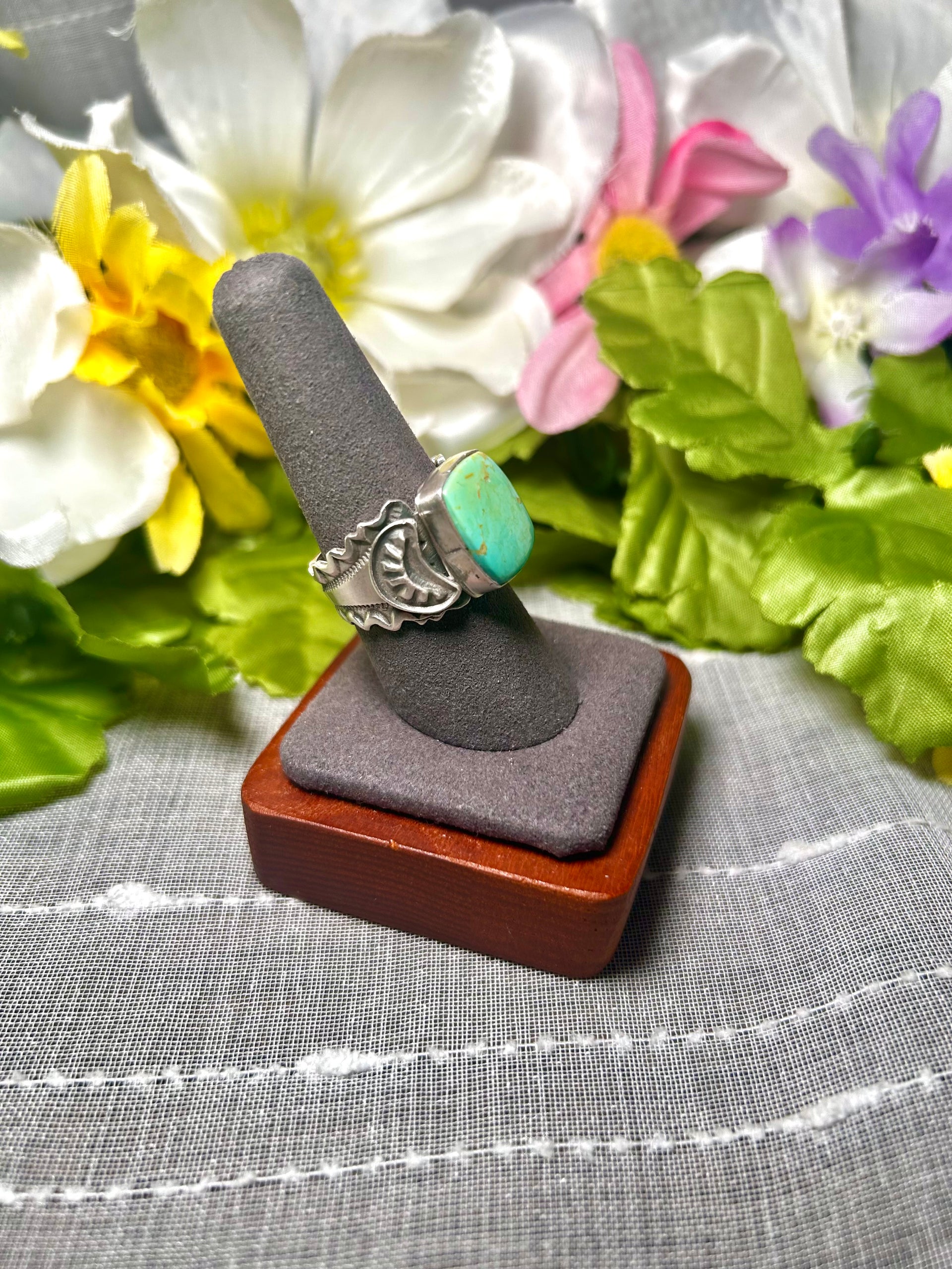 Russell Sam Royston Turquoise & Sterling Silver Ring Size 9