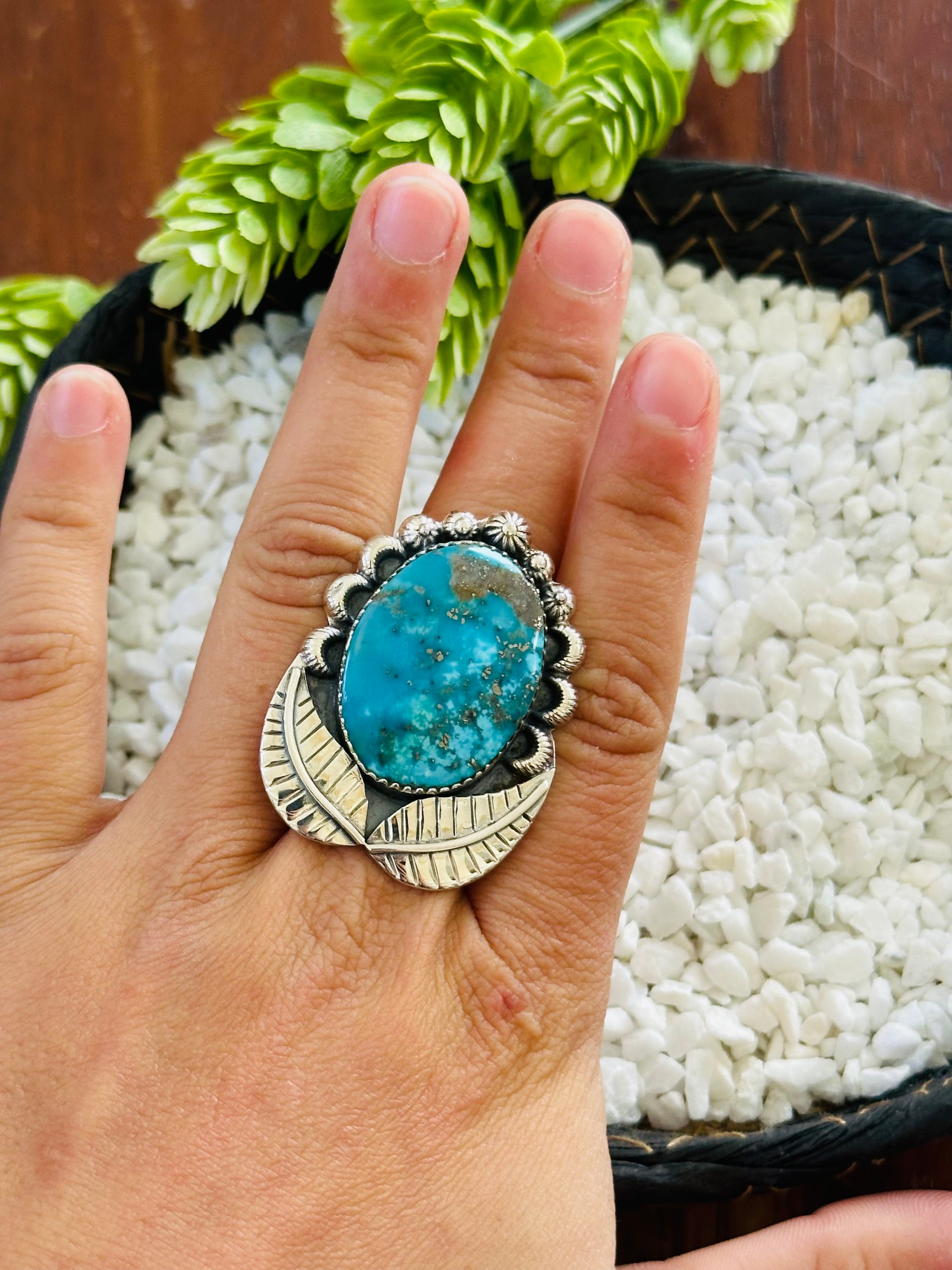 TTD “Retro” Kingman Turquoise & Sterling Silver Adjustable Ring