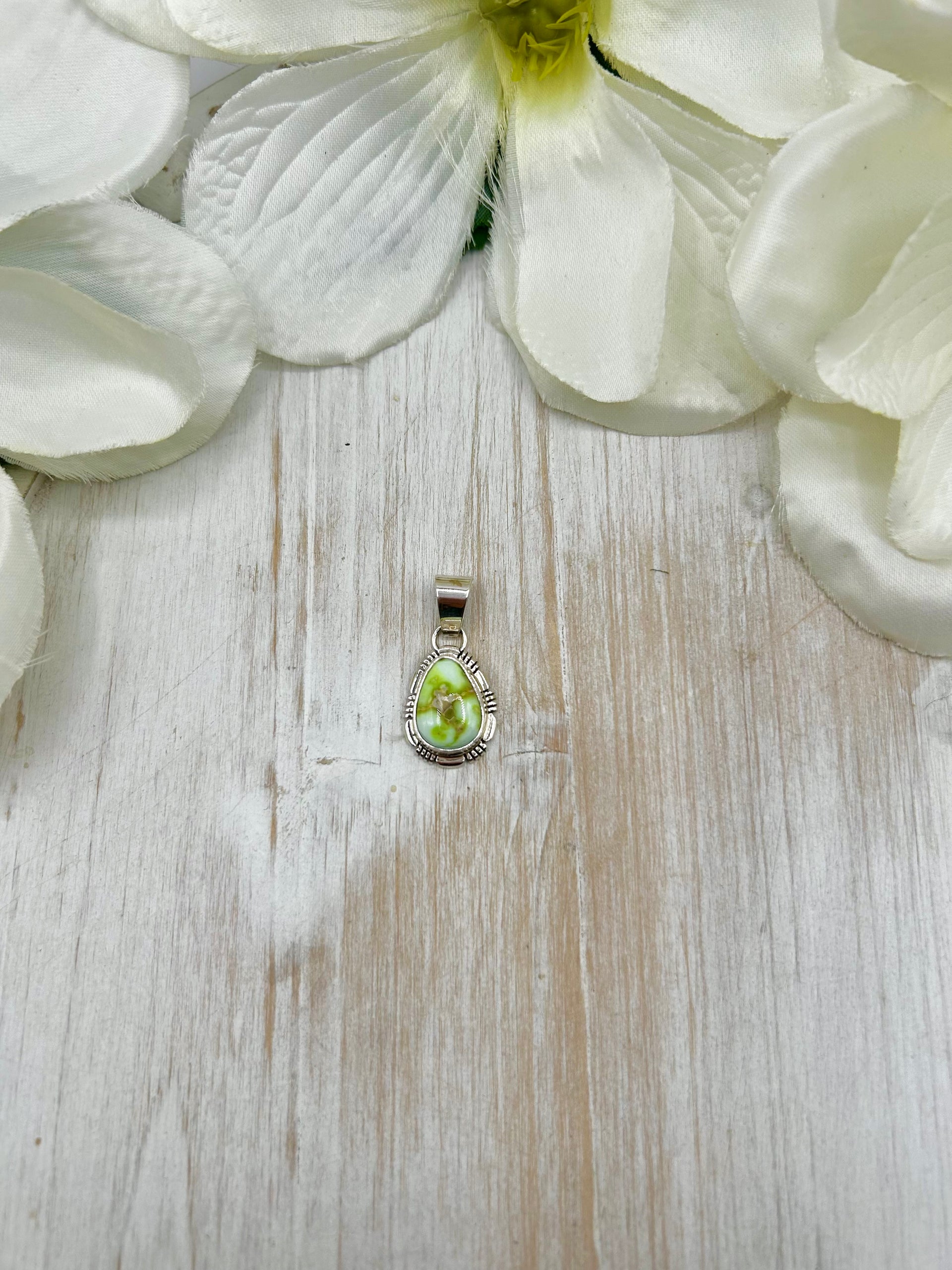 Navajo Made Palomino Variscite & Sterling Silver Pendant