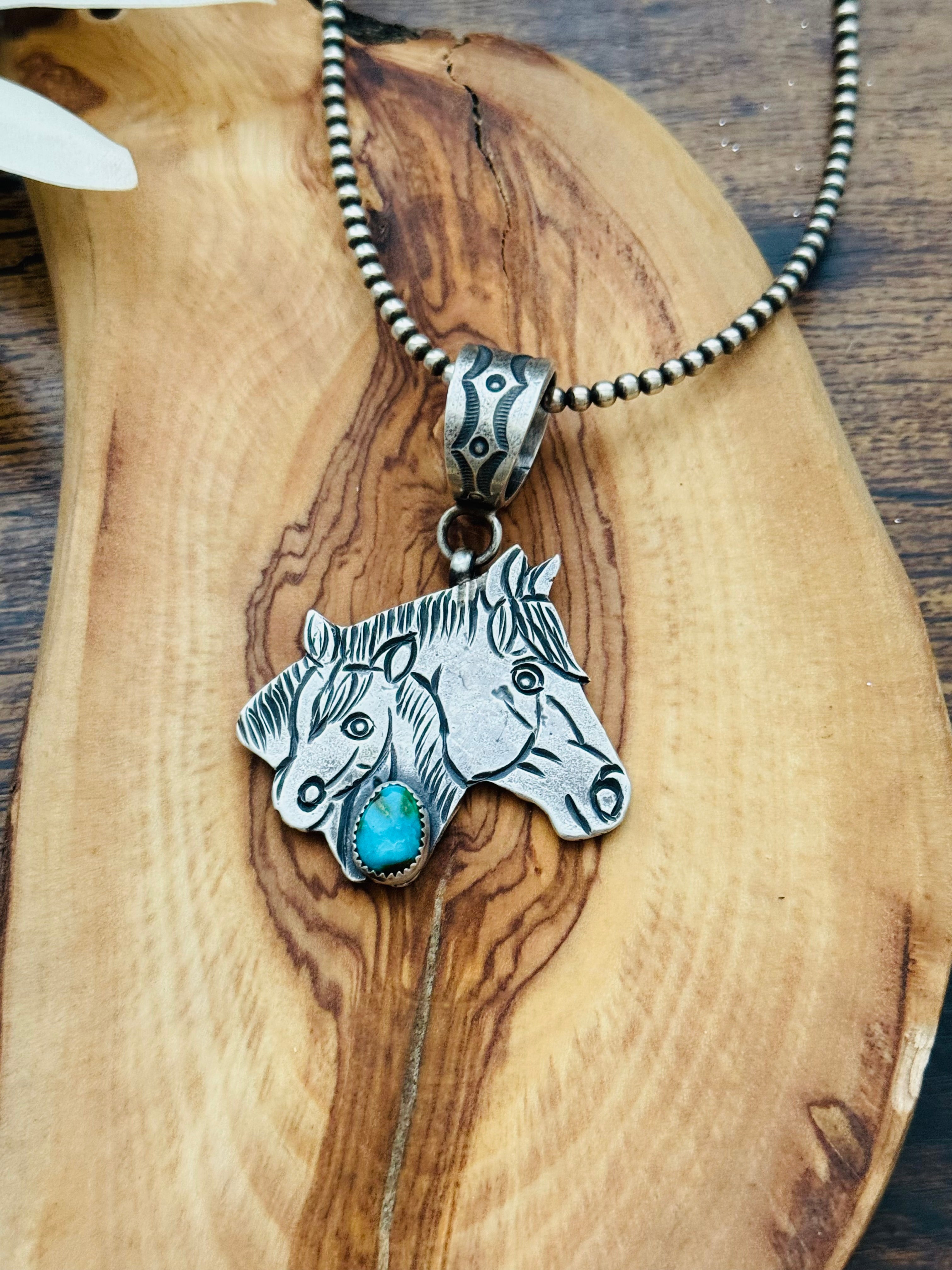 Kindale Billah Sonoran Mountain Turquoise & Sterling Silver Horse Pendant