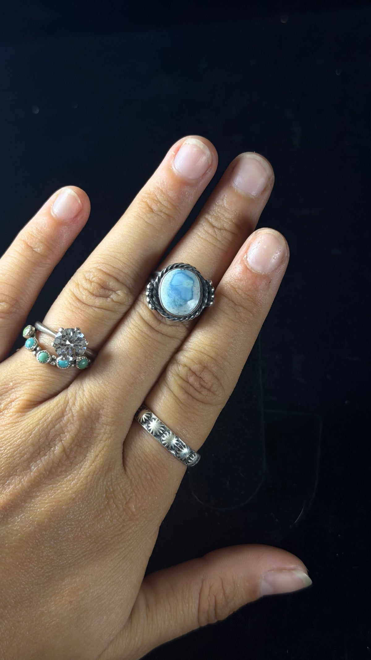 Navajo Made Golden Hill Turquoise & Sterling Silver Ring Size 6.5