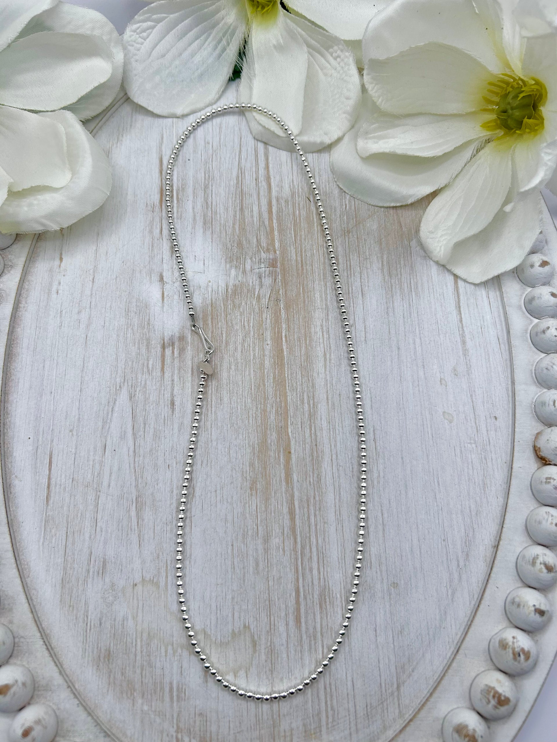 Navajo Made Strung 3 MM Sterling Silver Necklace