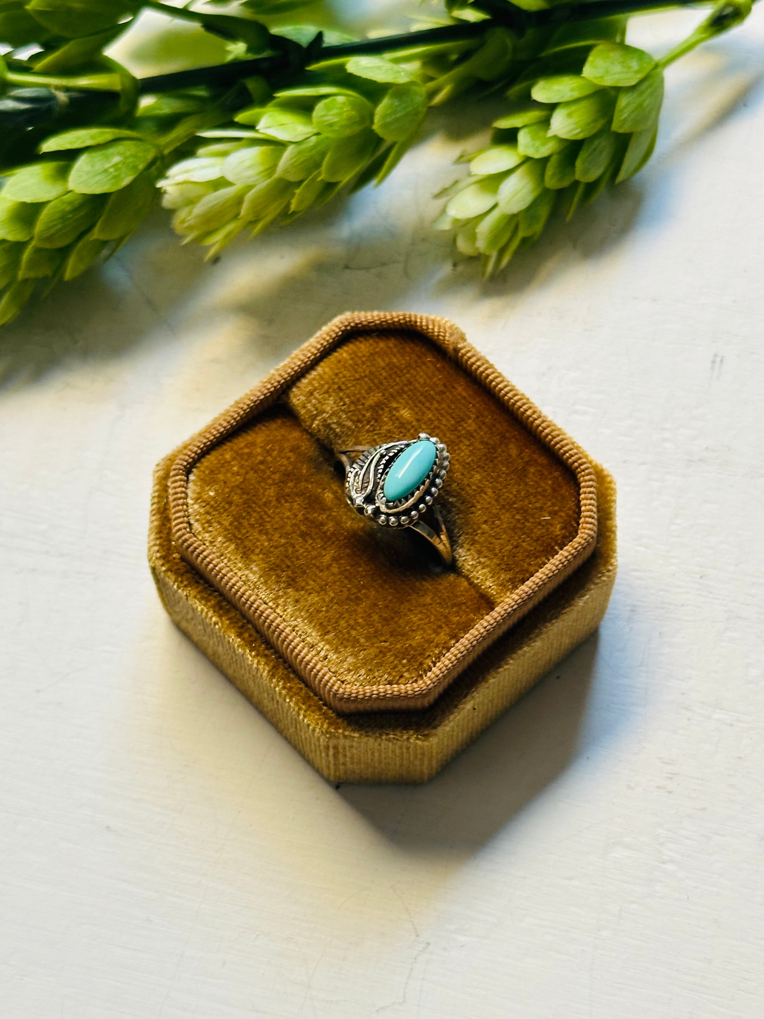 Navajo Made Kingman Turquoise & Sterling Silver Ring