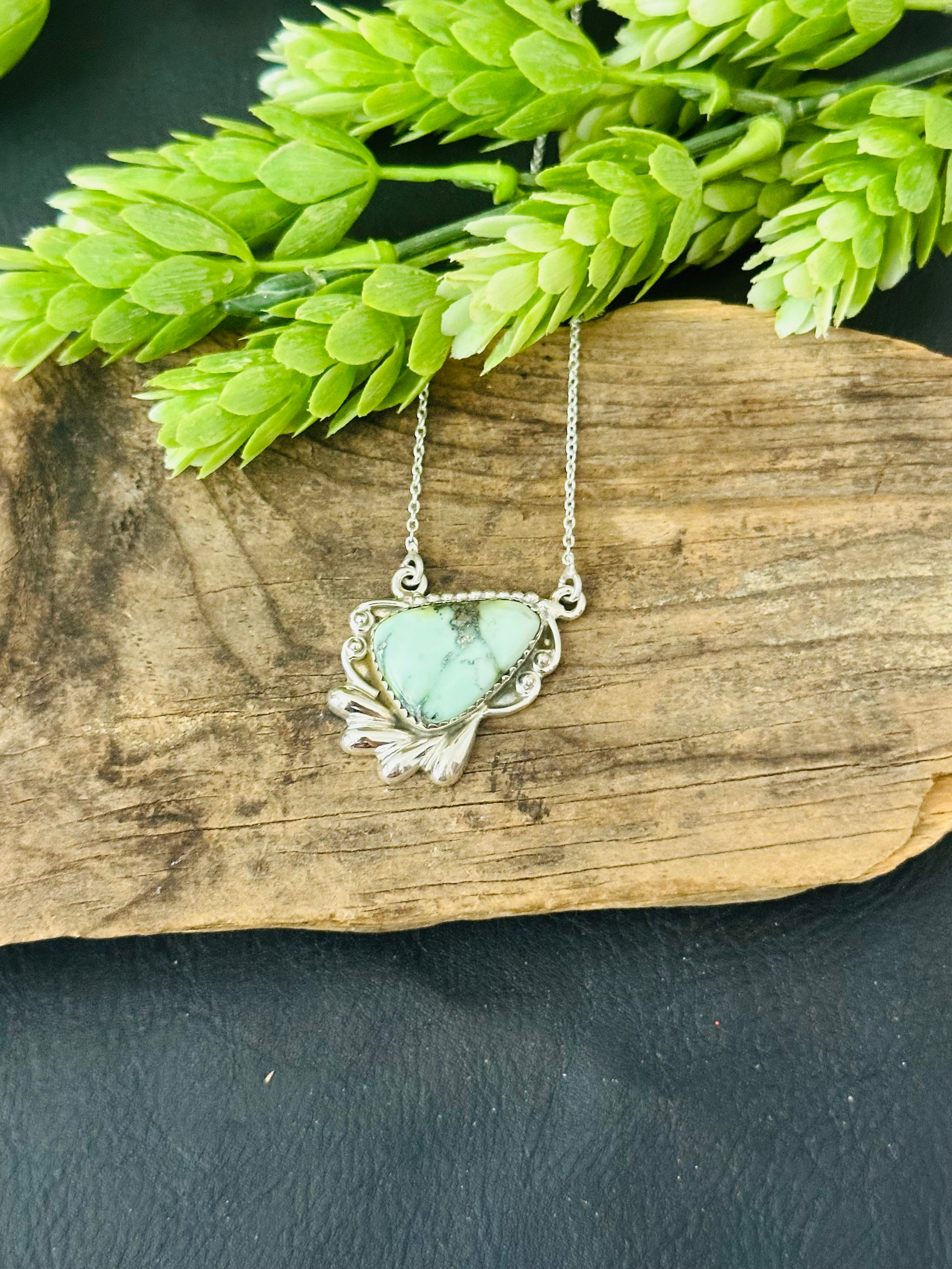 Southwest Palomino Variscite & Sterling Silver Necklace