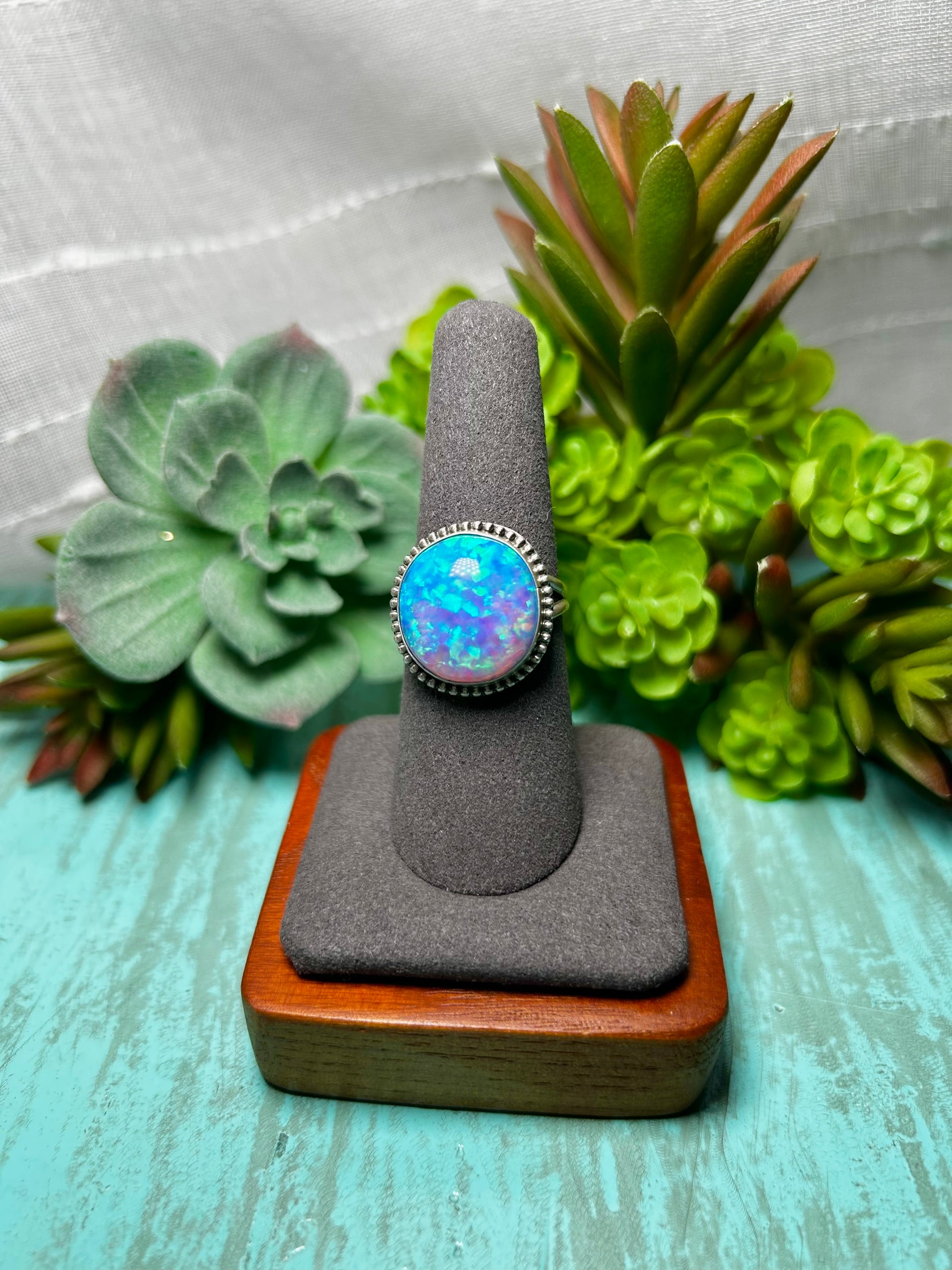 Navajo Made Opal & Sterling Sliver  Ring Size 9