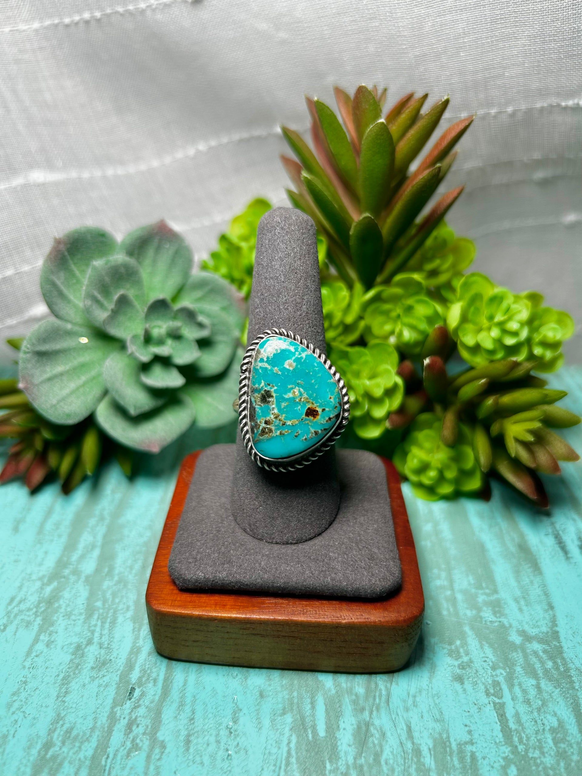 Donovan Nez Kingman Turquoise & Sterling Sliver Adjustable Ring