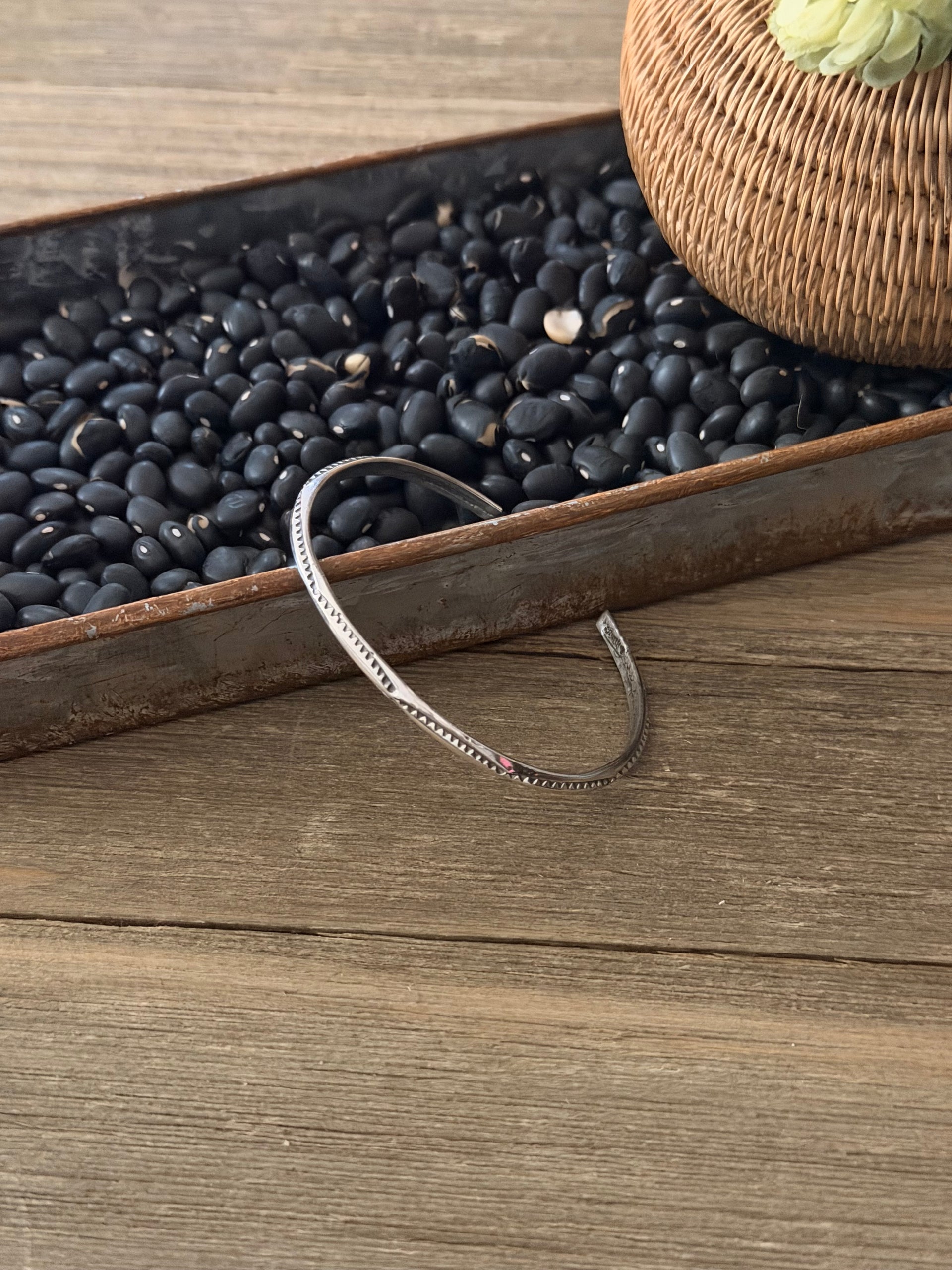 Navajo Made Sterling Silver Stamped Bracelet