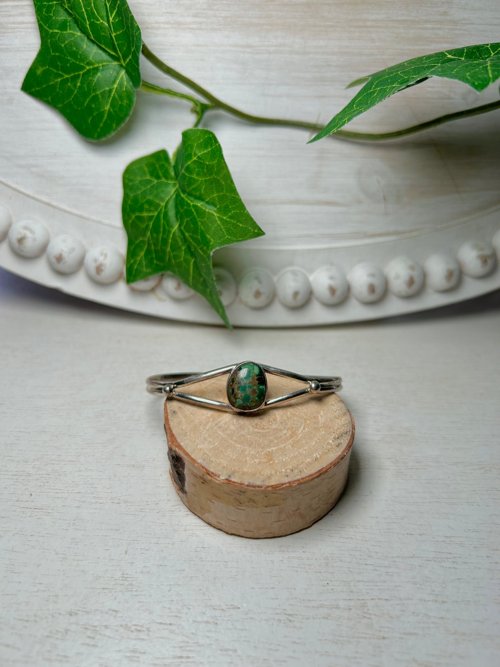 Navajo Made Sonoran Gold Turquoise & Sterling Silver Cuff Bracelet