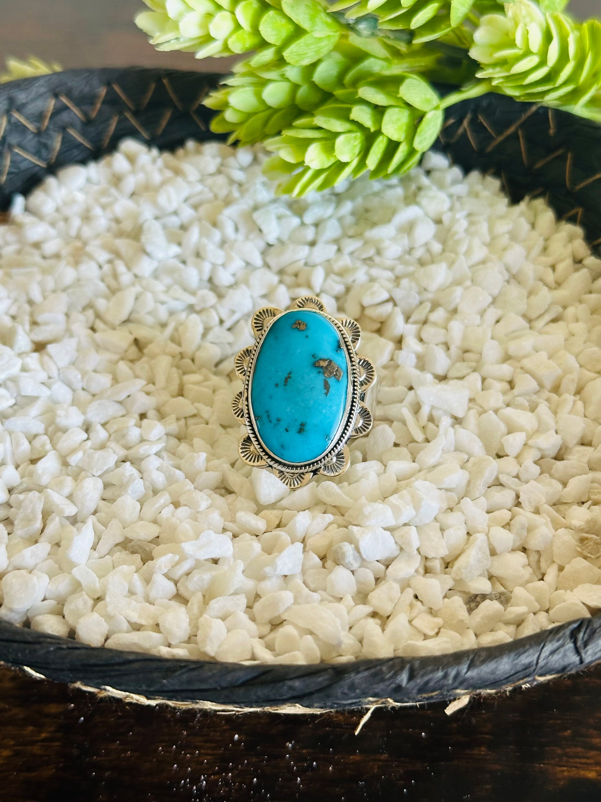 TTD Blue Ridge Turquoise & Sterling Silver Adjustable Ring