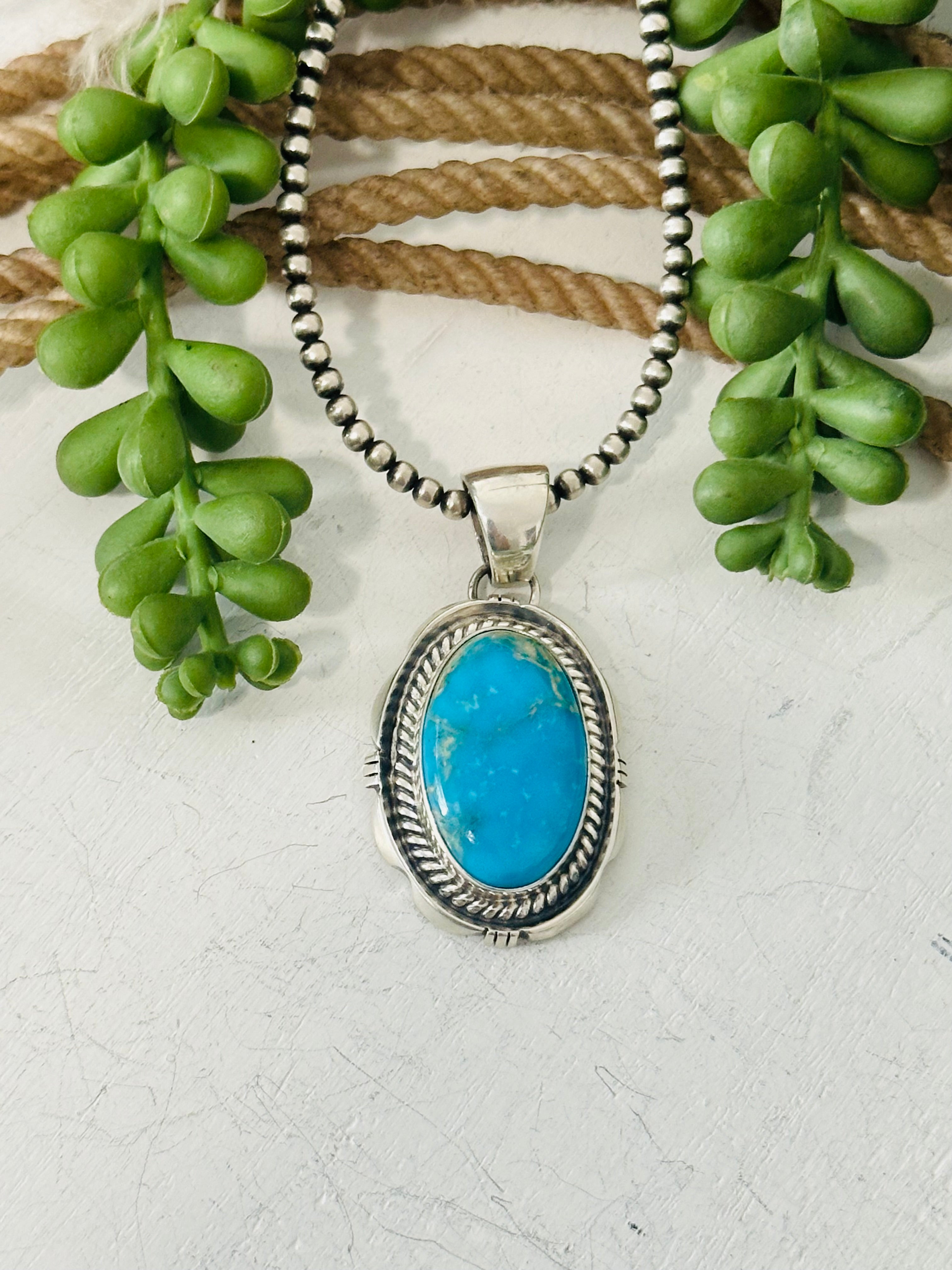 John Begay Kingman Turquoise & Sterling Silver Pendant