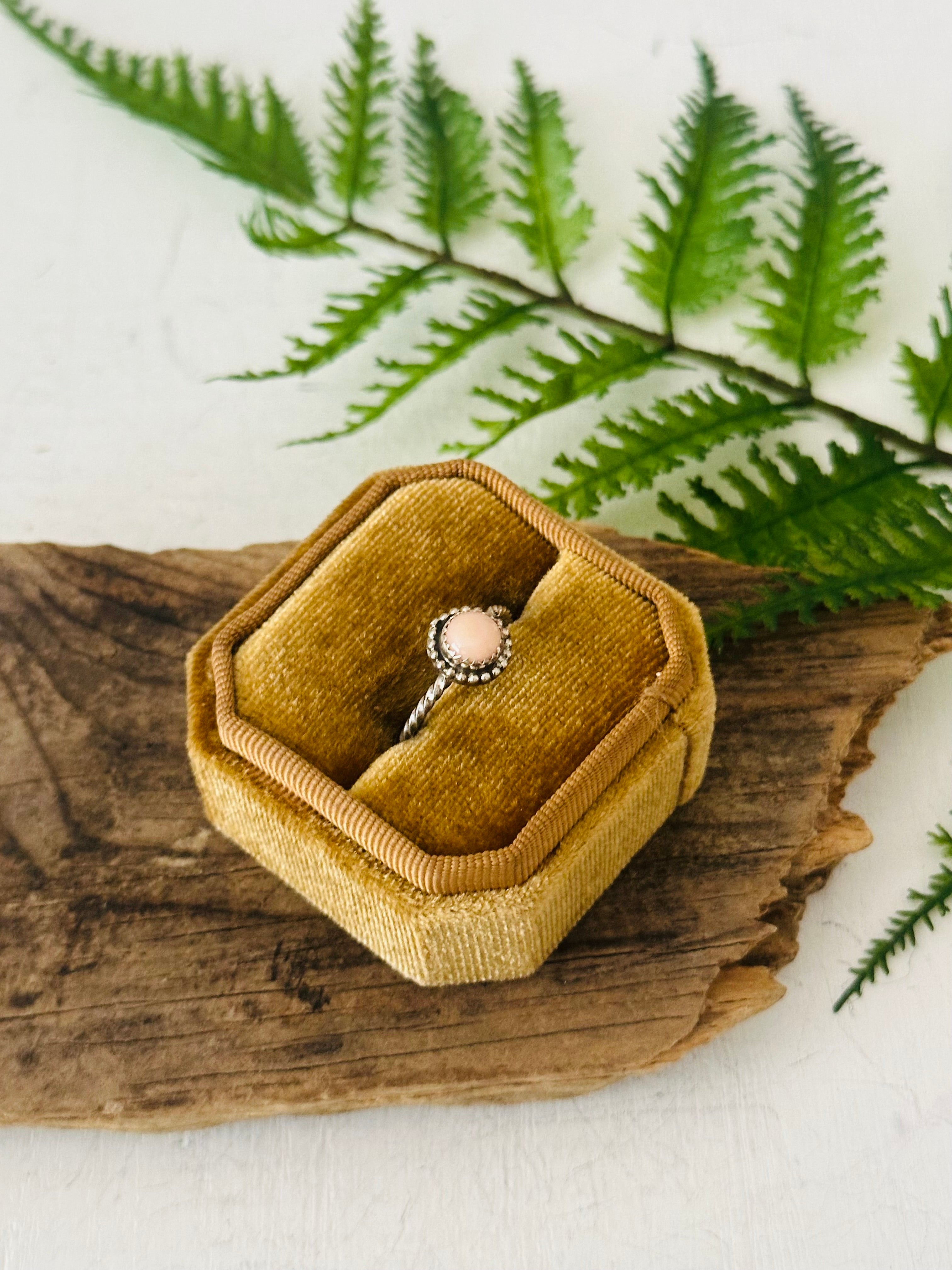 Navajo Made Pink Conch & Sterling Silver Ring