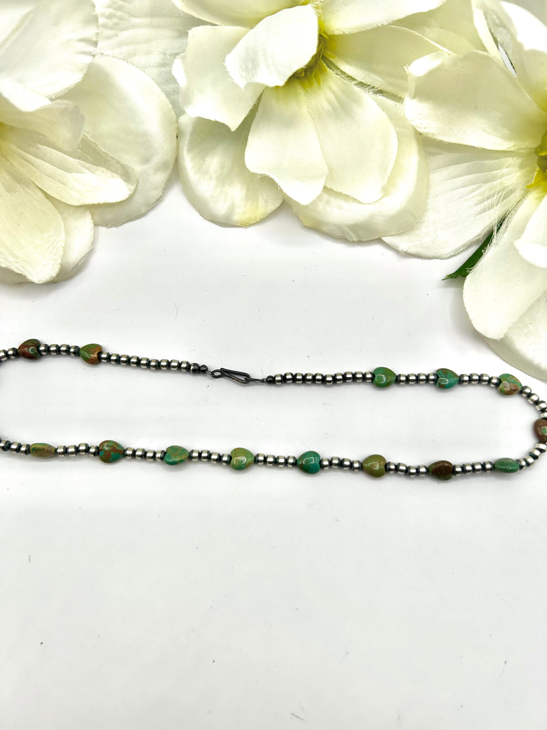 Navajo Made Strung 4 MM Kingman Turquoise & Sterling Silver Necklace