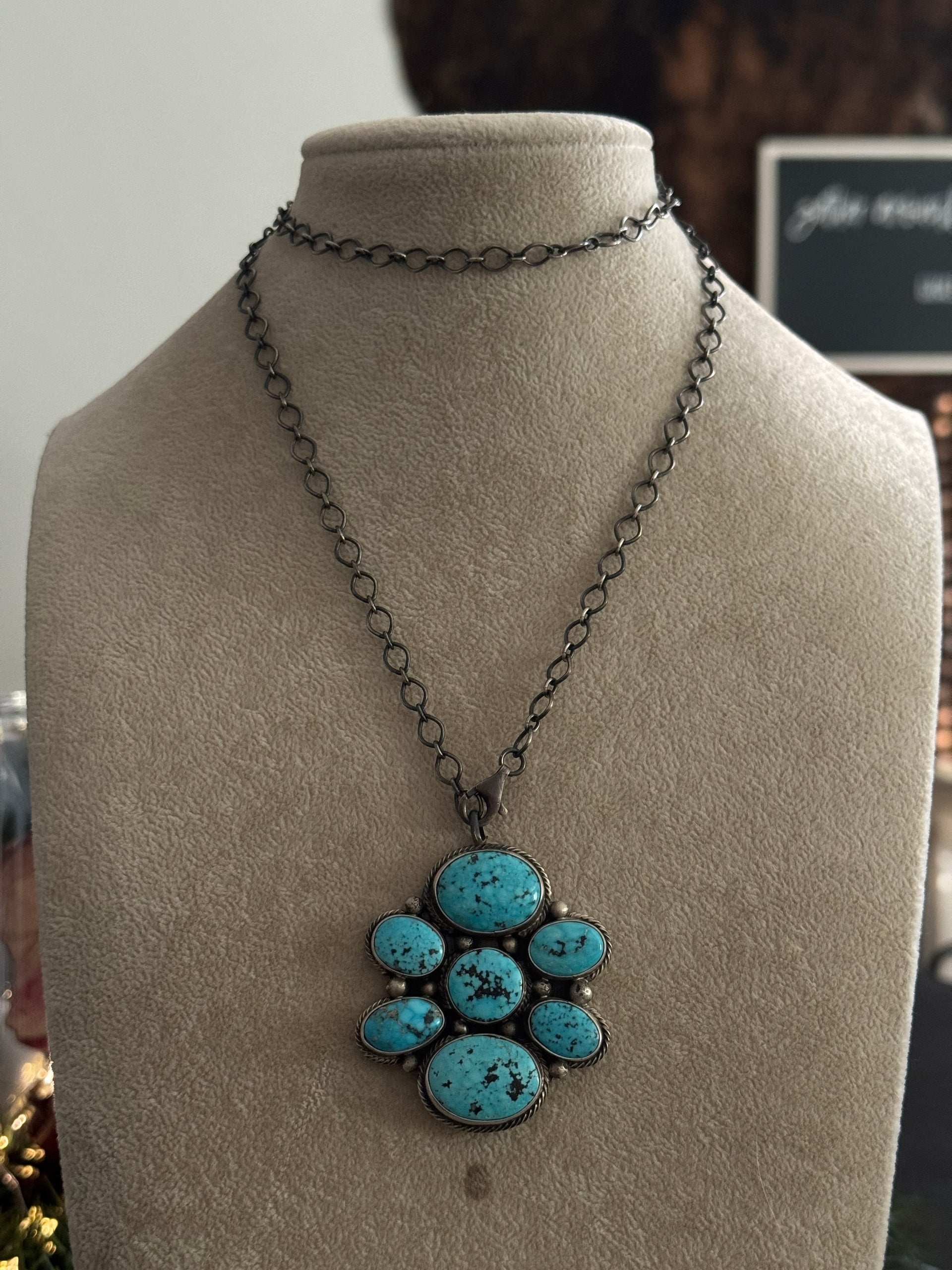 Sheila Becenti Blue Ridge Turquoise & Sterling Sliver Necklace